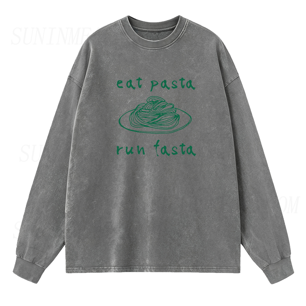 Eat Pasta Run Fasta Long Sleeve Unisex Tee