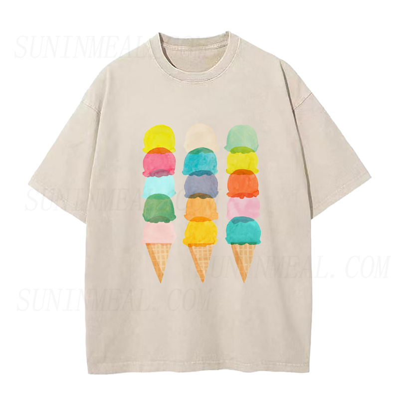 Three Rainbow Ice Creams Unisex Tee