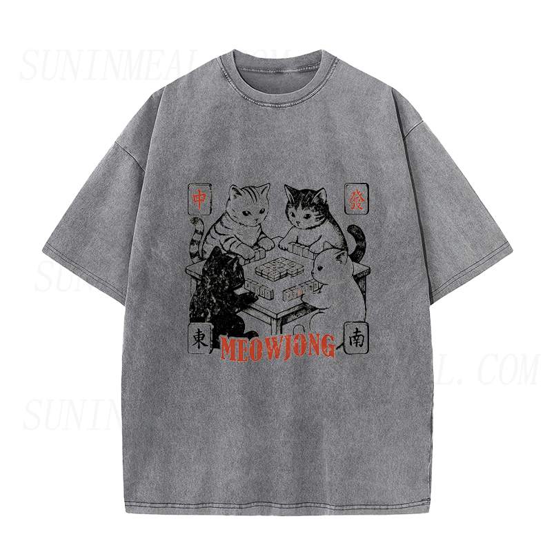 Cats Playing Mahjong Unisex Tee