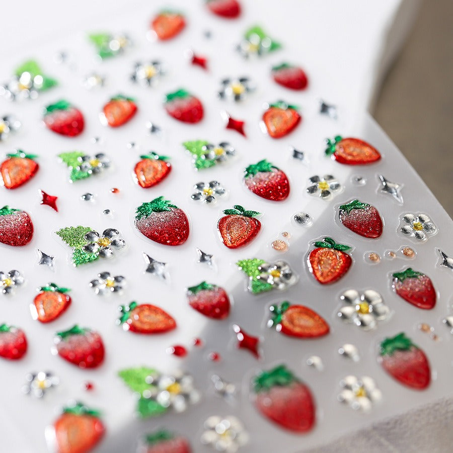 Bling Bling Strawberry 5D Nail Sticker