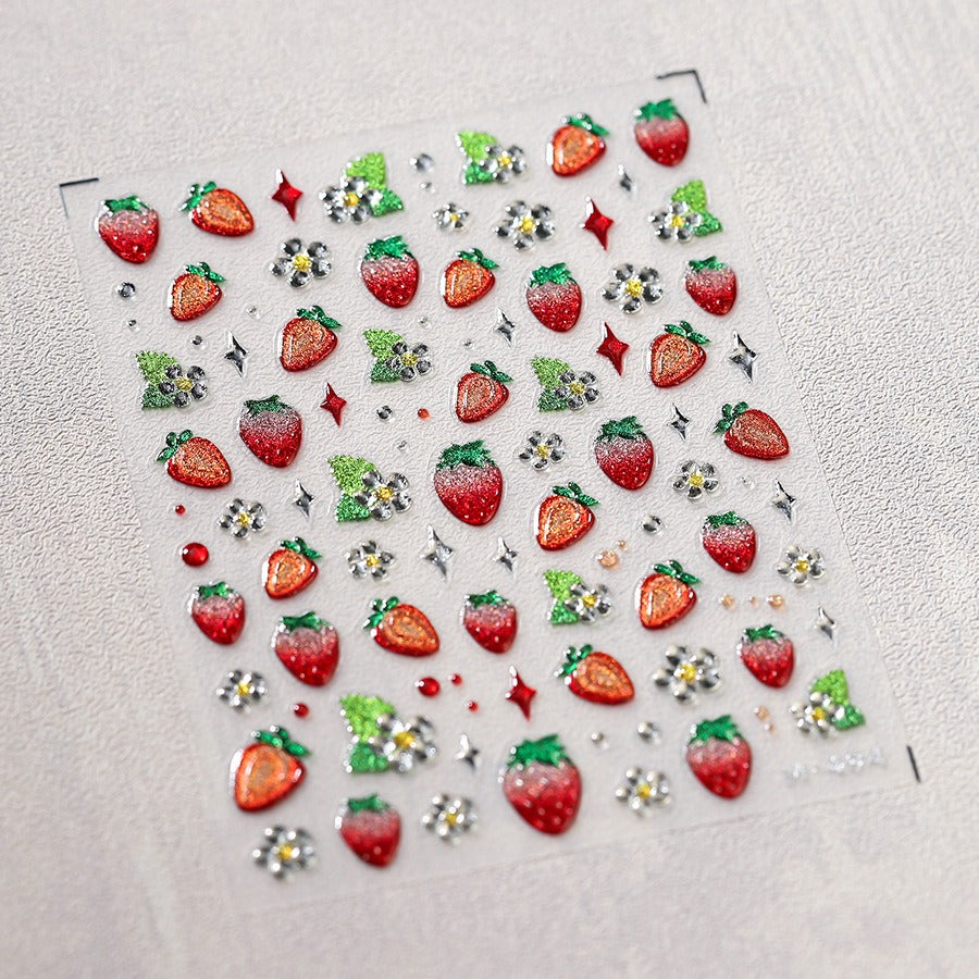 Bling Bling Strawberry 5D Nail Sticker