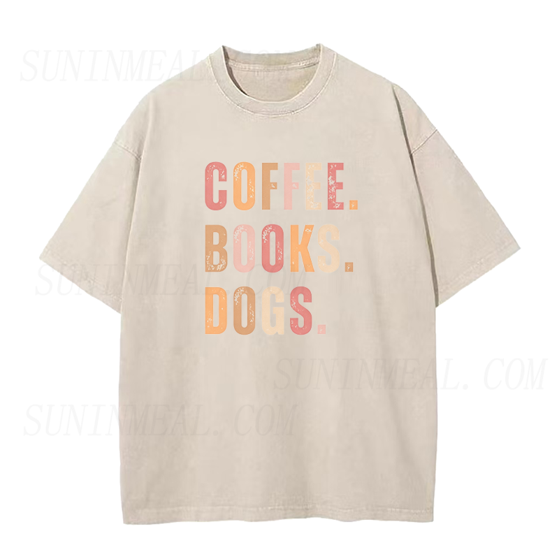 Coffee Books Dogs Unisex Tee
