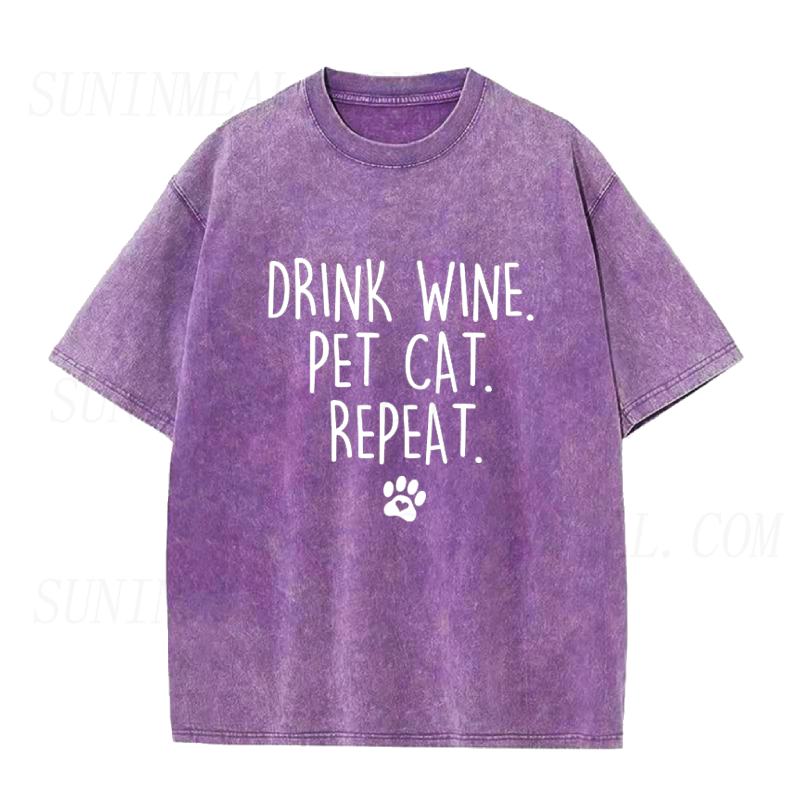 Drink Wine Pet Cat Unisex Tee