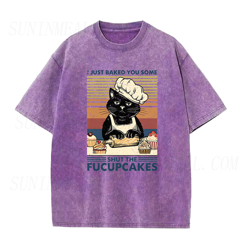 Retro Shut The Fucupcakes Cat Unisex Tee