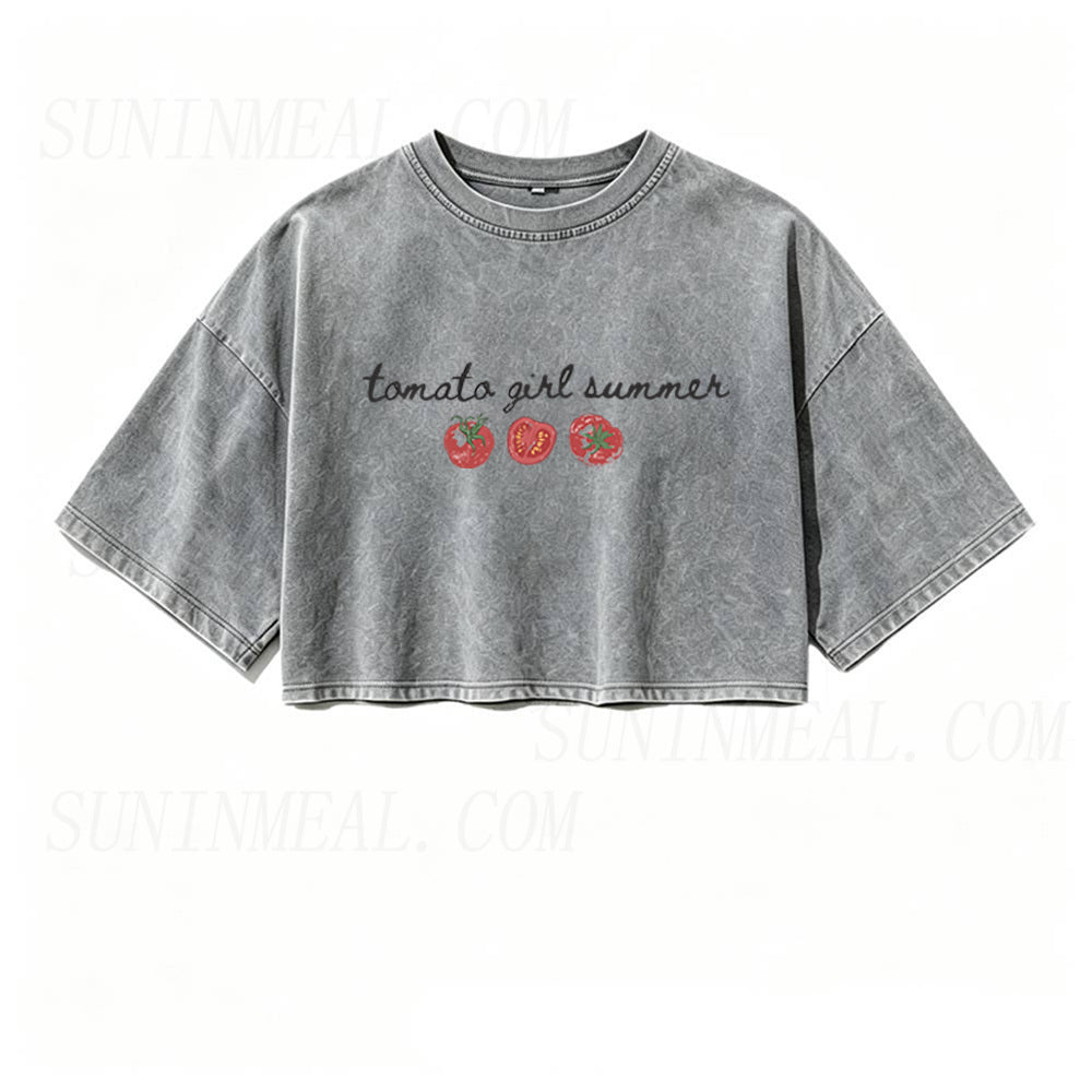 Tomato Girl Summer Oversized Crop Tee