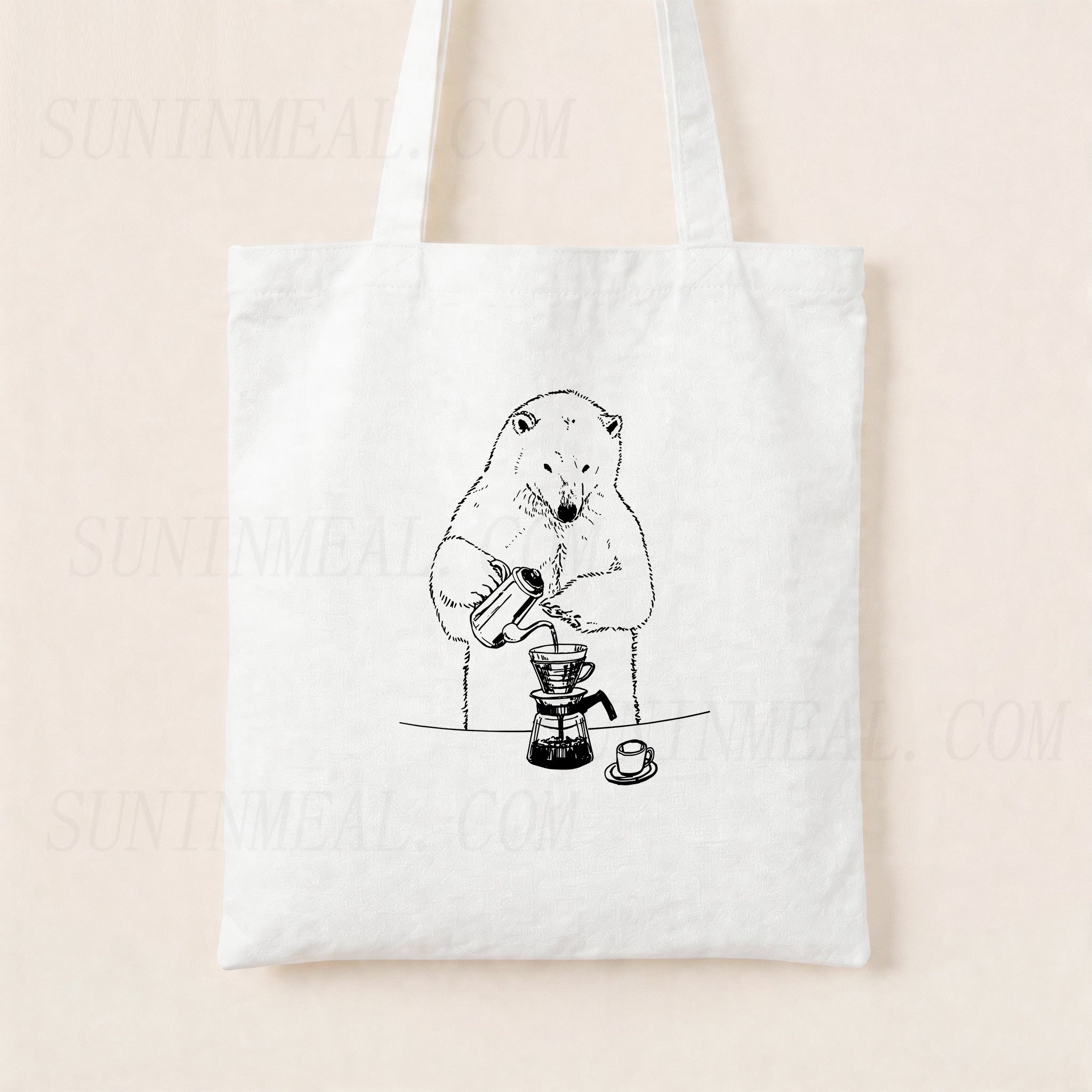 Polar Bear Is Brewing Coffee Canvas Tote Bag