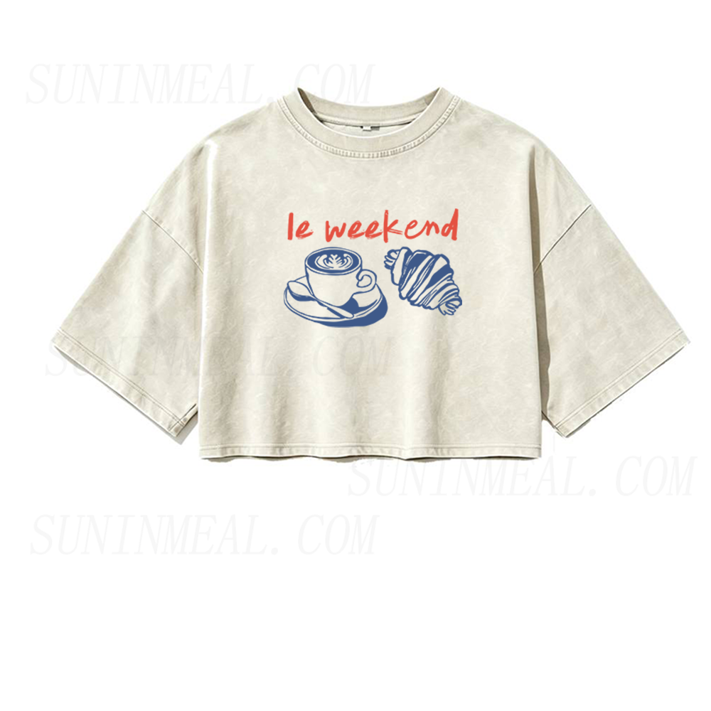 Le Weekend Coffee Oversized Crop Tee