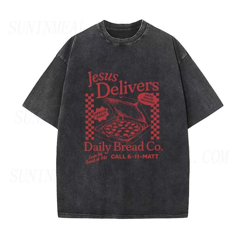 Jesus Delivers Pizza Christian Unisex Tee