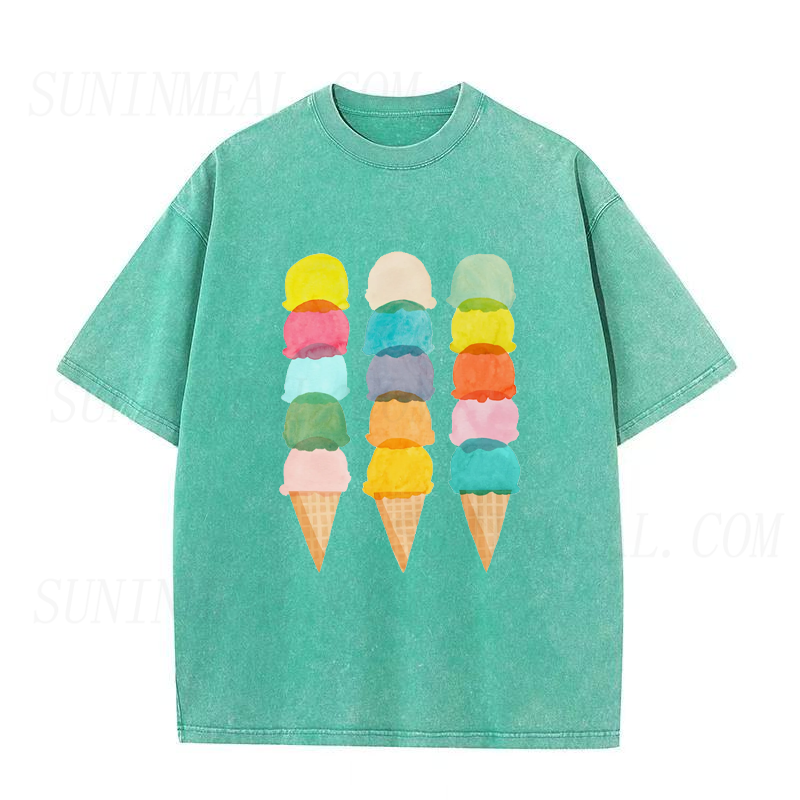 Three Rainbow Ice Creams Unisex Tee