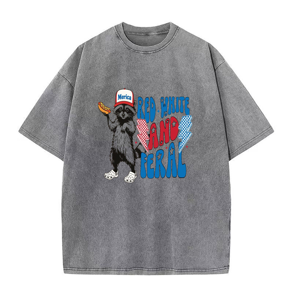 Red White and Feral 4th of July Unisex Tee