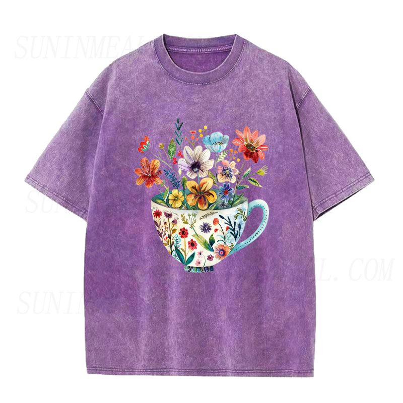 Floral Tea Cup Unisex Tee