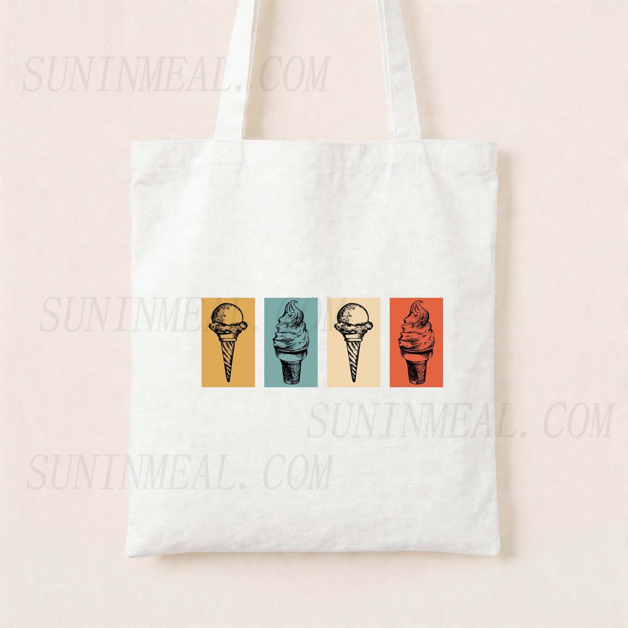 Retro Ice Cream Canvas Tote Bag