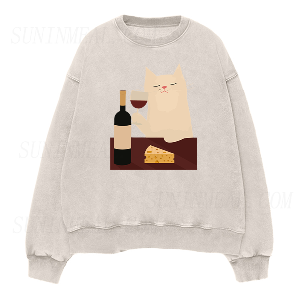 White Cat Wine Unisex Crewneck Sweatshirt