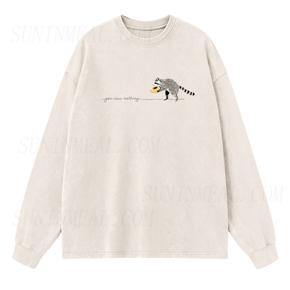 You Saw Nothing Raccoon Coffee Long Sleeve Unisex Tee