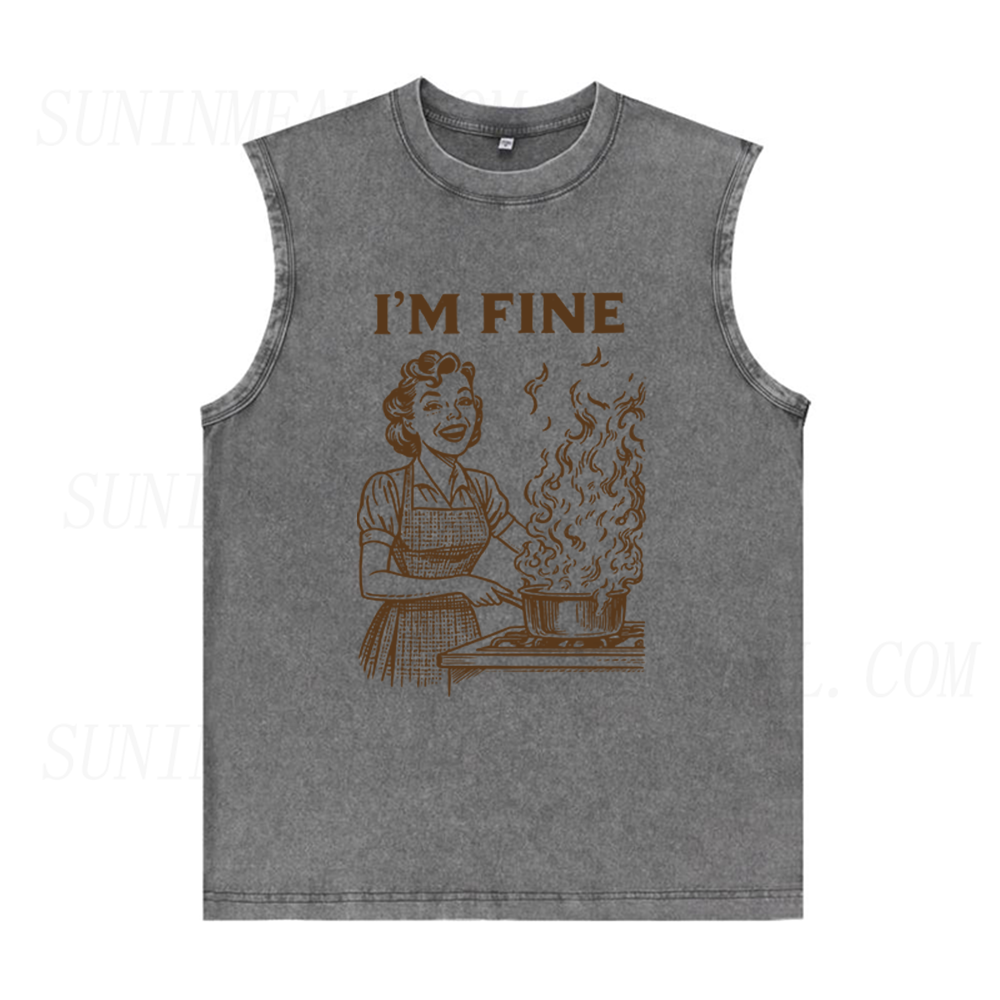 I'M FINE Cooking Unisex Tank Top