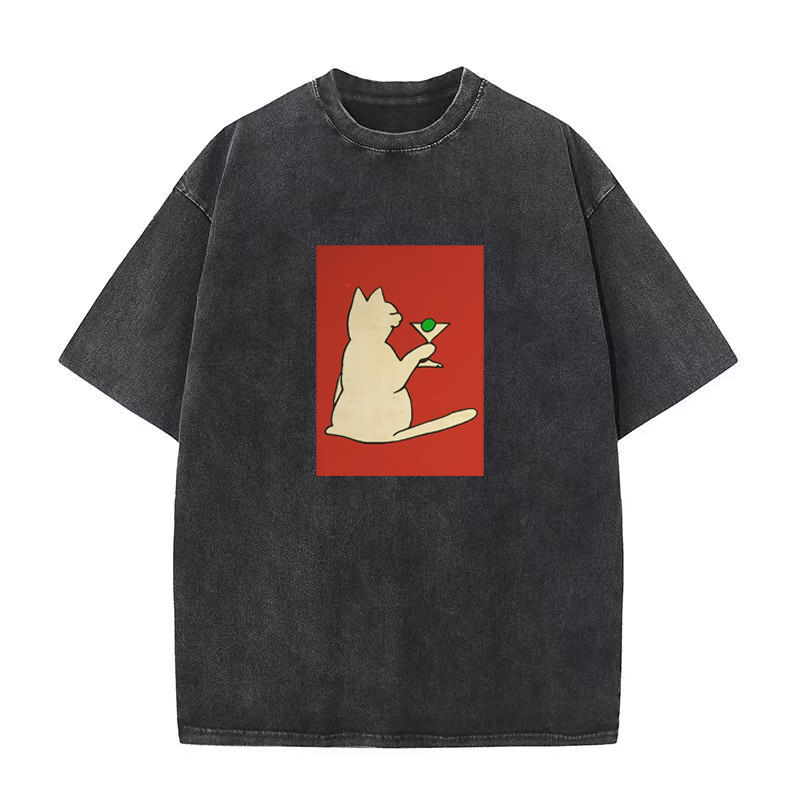 Red Cat with Martini unisex Tee