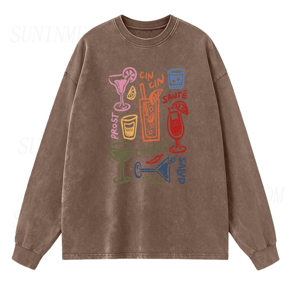 Wine Glasses Drink Long Sleeve Unisex Tee