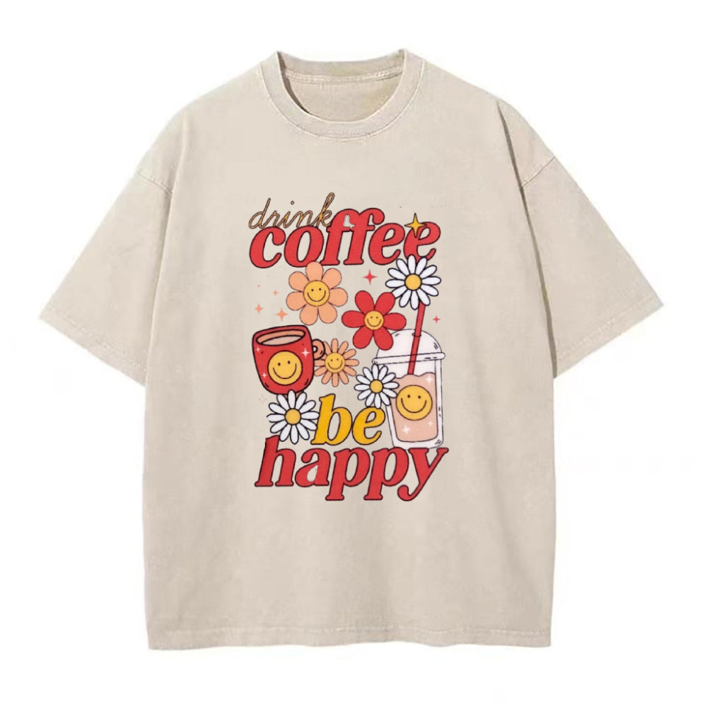 コーヒーを飲んでハッピーに ユニセックスTシャツ