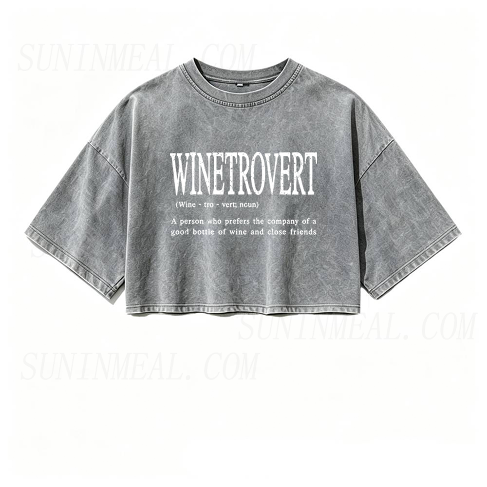 Funny Wine Definition Oversized Crop Tee