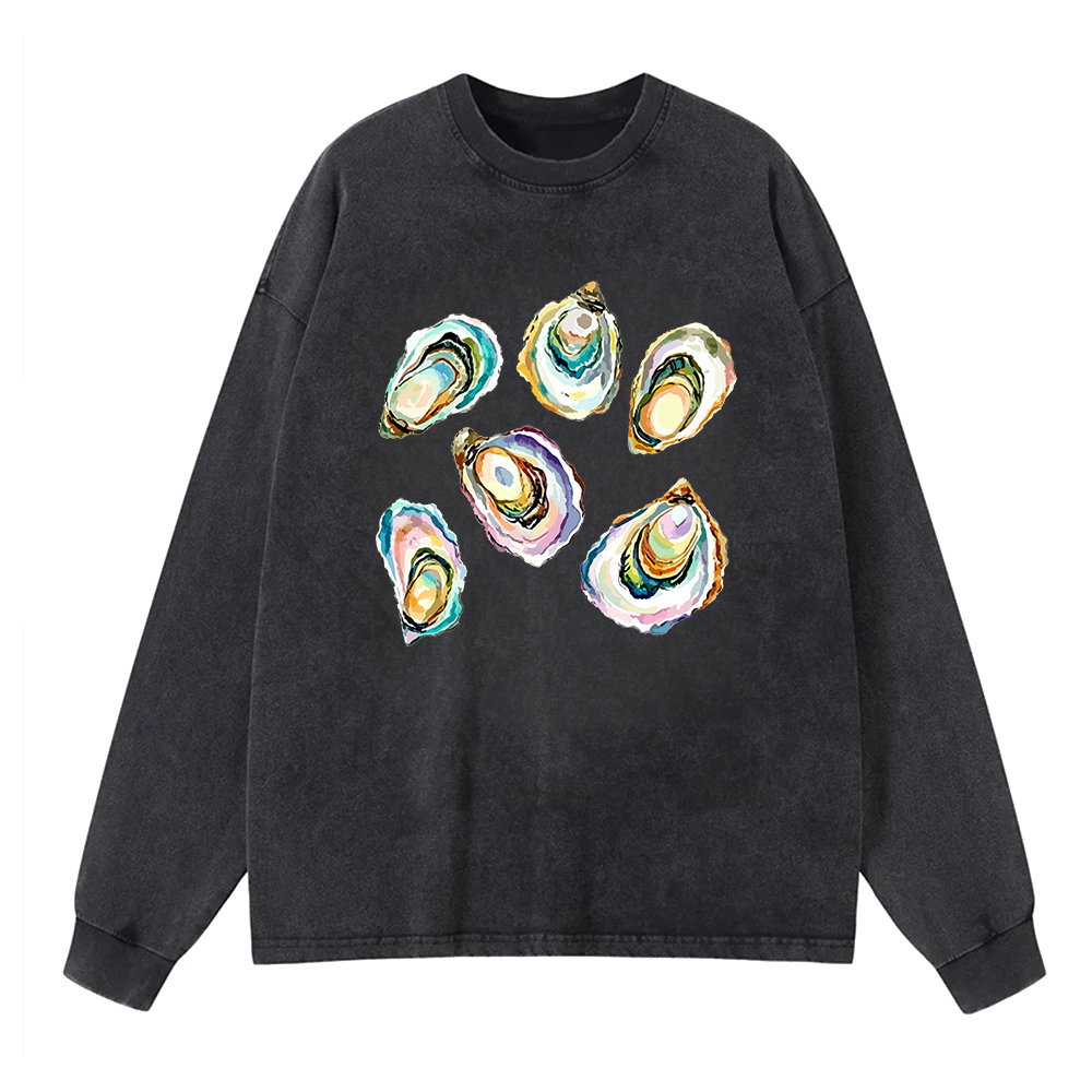 Watercolor Oyster Long Sleeve Unisex Tee