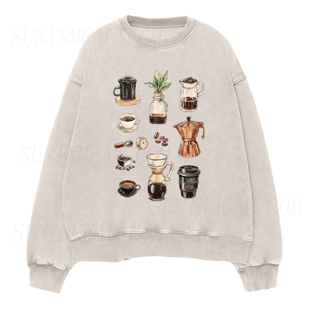 Coffee Lover Vintage Coffee Tools Graphic Unisex Crewneck Sweatshirt