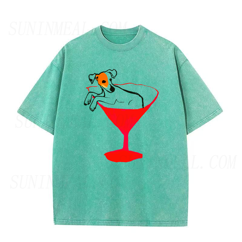 Jack Russell Dog with Red Martini unisex Tee