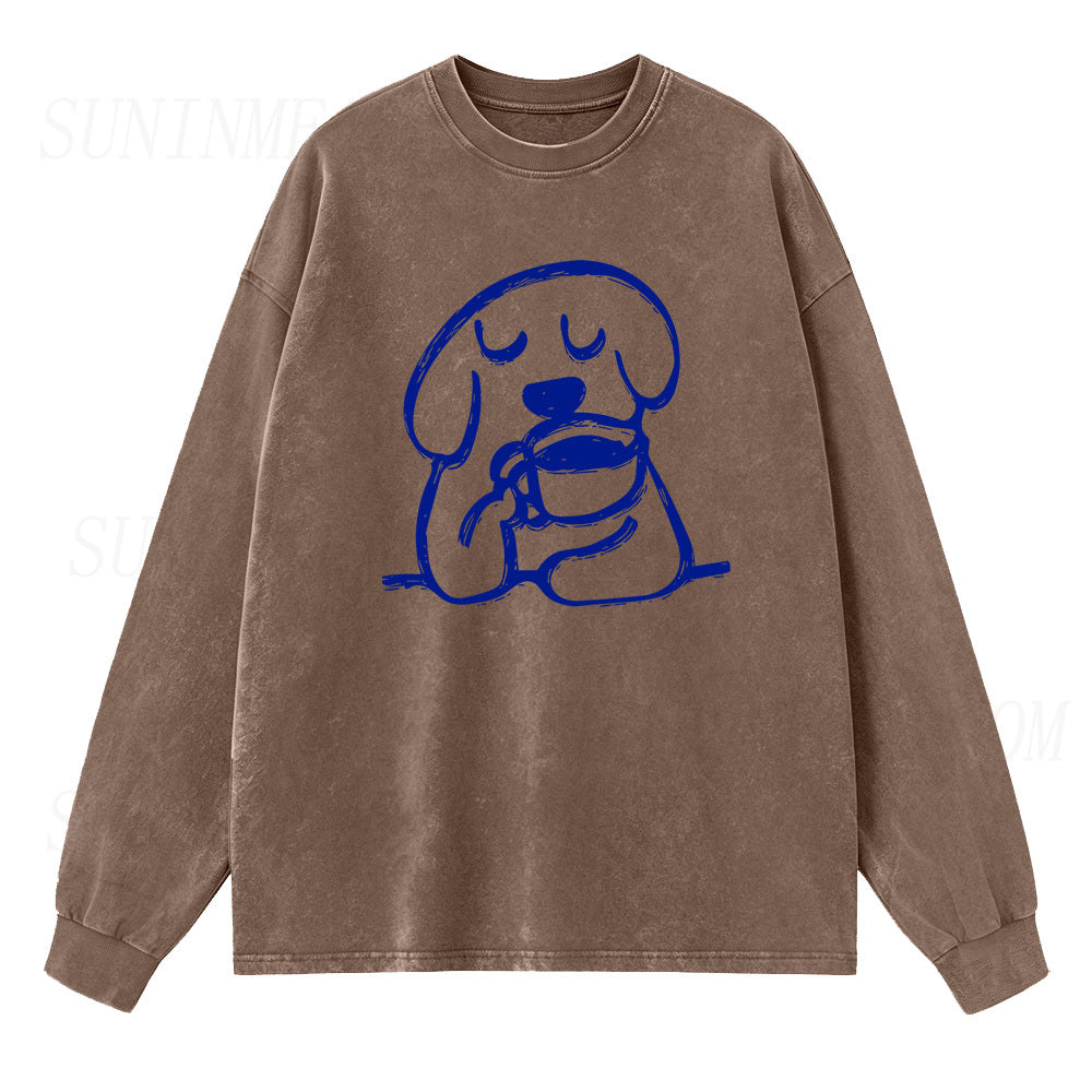 Coffee Dog Long Sleeve Unisex Tee