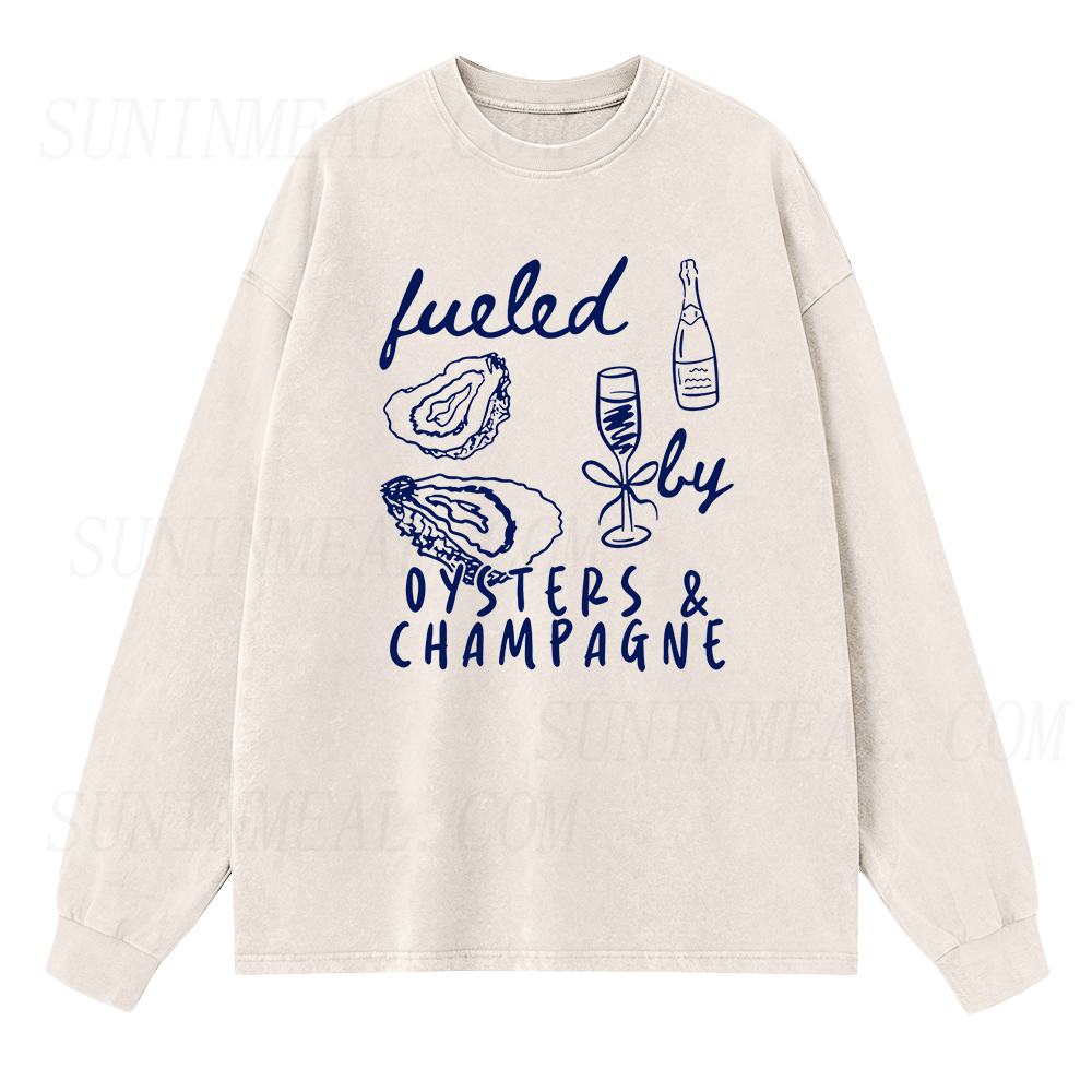 Fueled By Oysters & Champagne Long Sleeve Unisex Tee