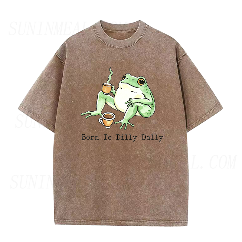 Born To Dilly Dally Coffee Frog Unisex Tee