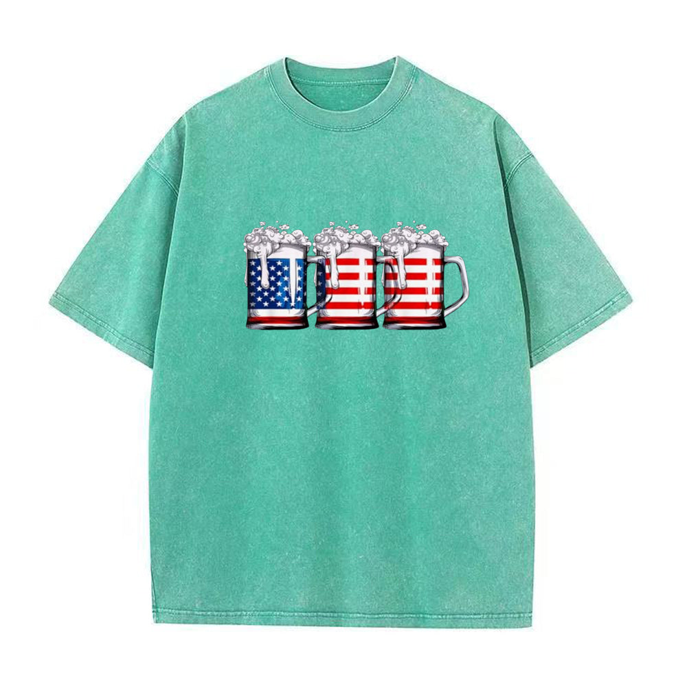 Beer American Flag 4th of July Unisex Tee