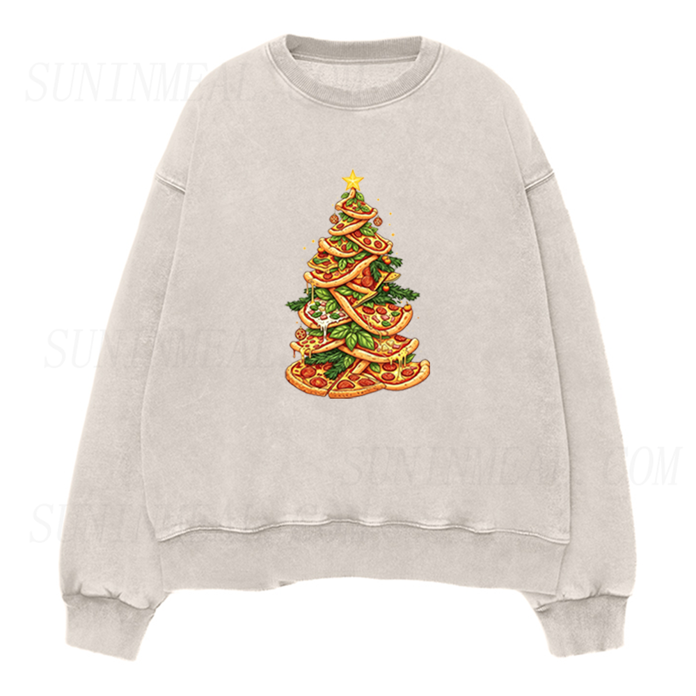 Pizza Christmas Tree Unisex Crewneck Sweatshirt