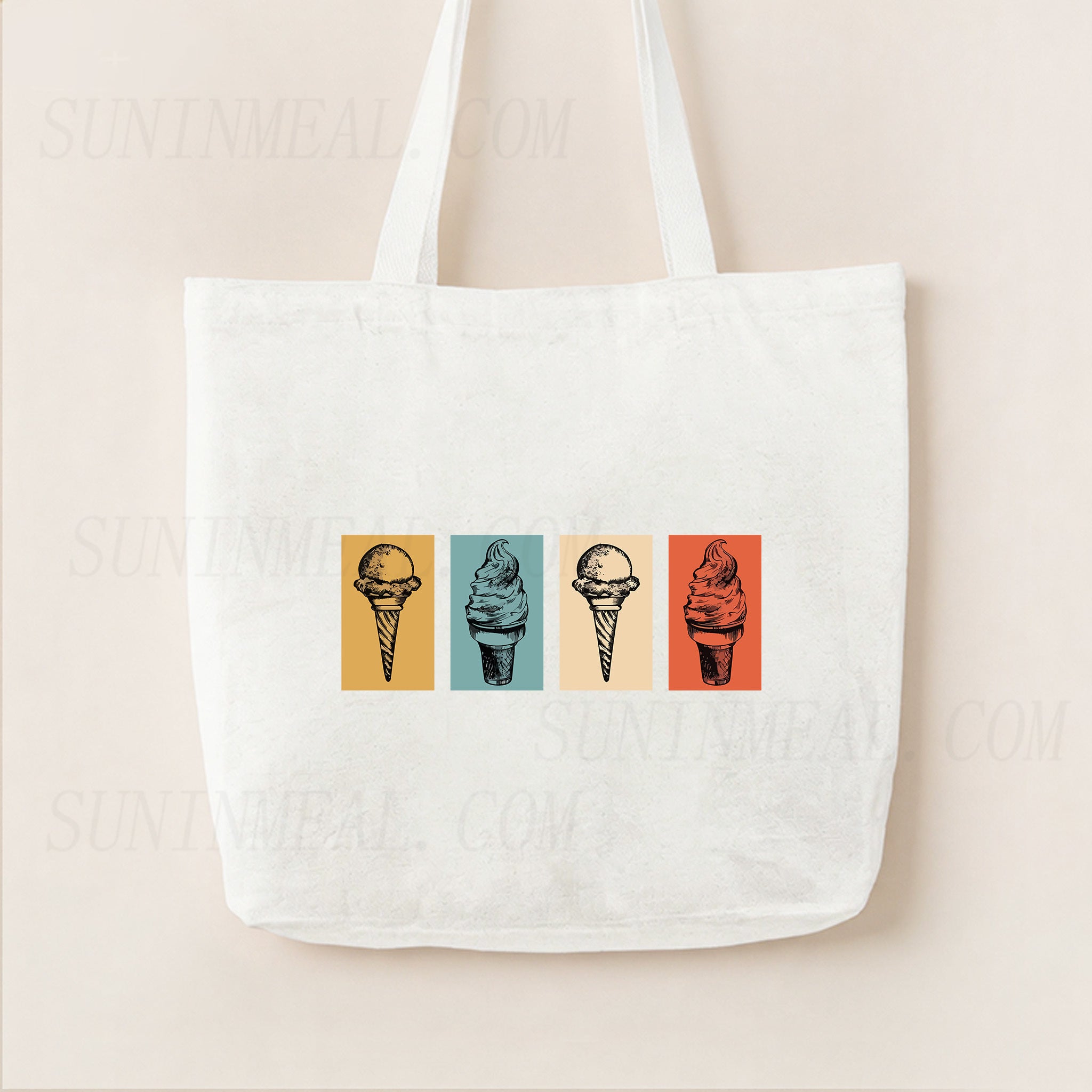 Retro Ice Cream Canvas Tote Bag
