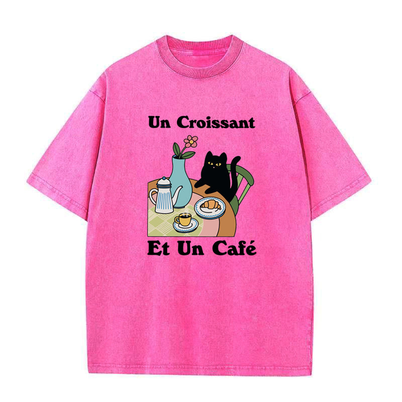 Cafe Croissant Cat Unisex Tee