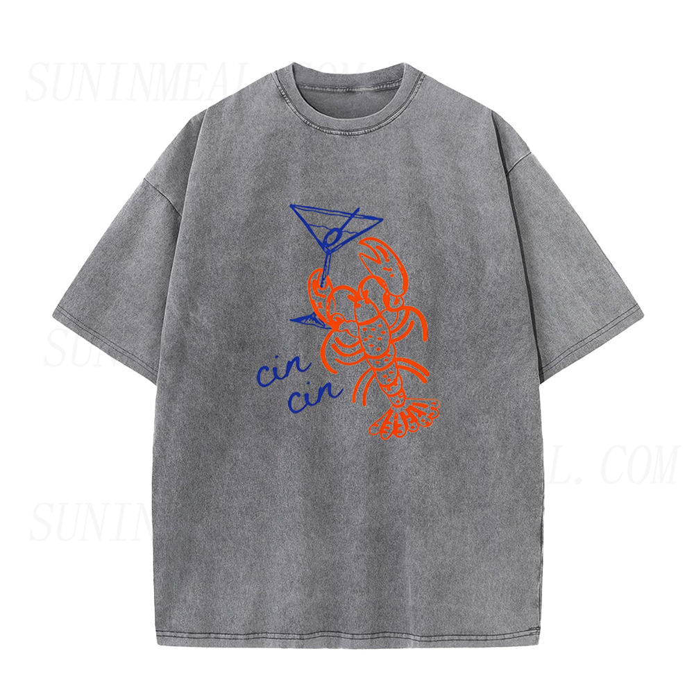 Cin Cin Lobster Martini Line Art Unisex Tee
