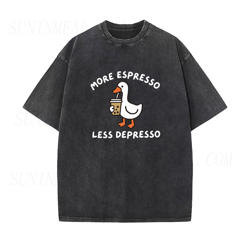 More Espresso Less Depresso Goose Coffee Unisex Tee