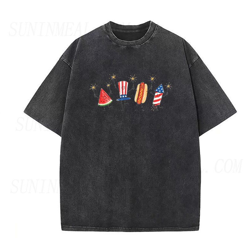 Fourth of July Crew Watermelon Hot Dogs & Fireworks Unisex Tee