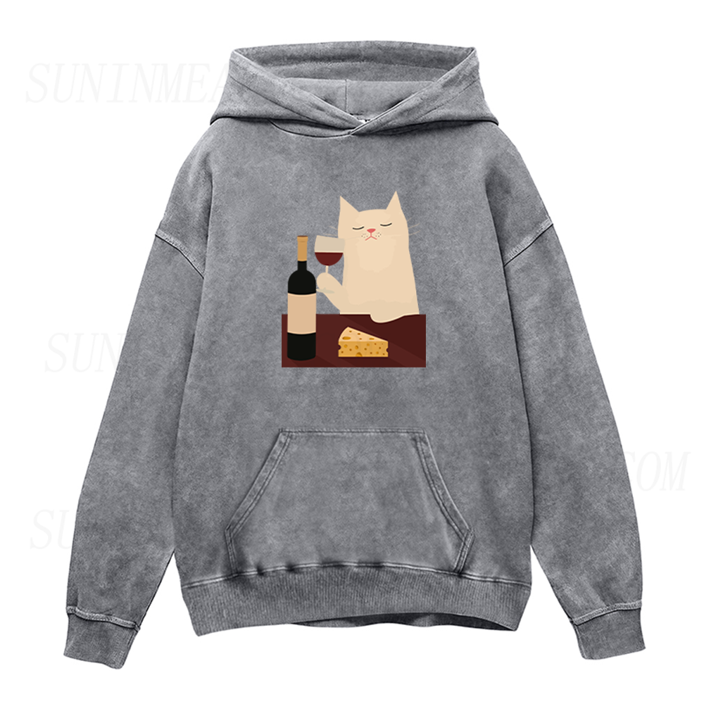 White Cat Wine Unisex Hoodie