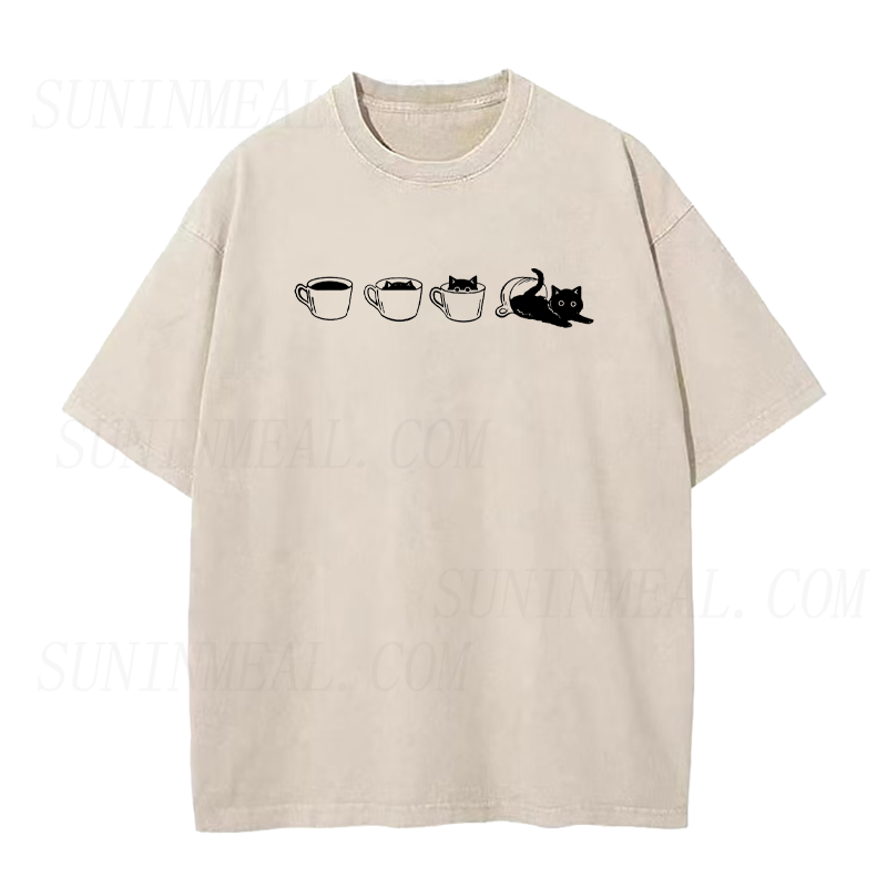 Black Cat in Coffee Unisex Tee