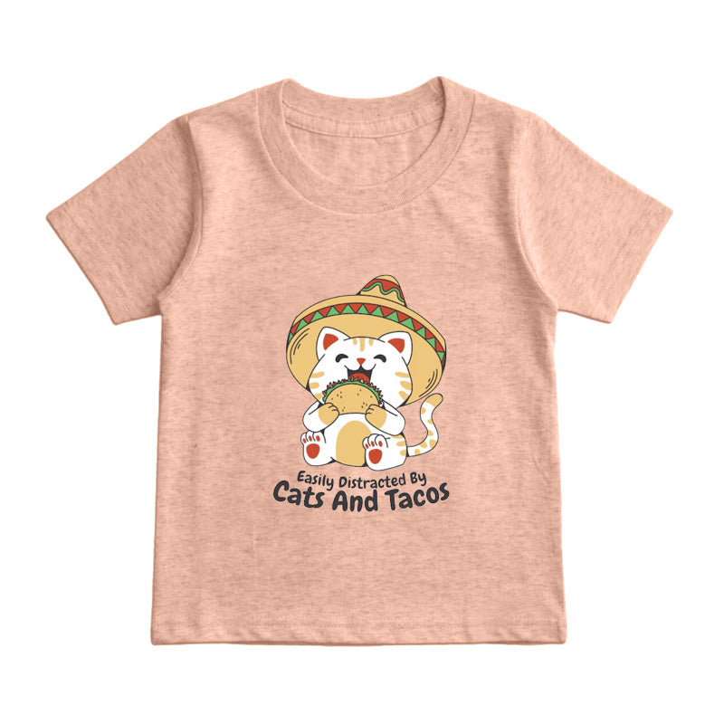 Easily Distracted By Cats And Tacos Kids T-Shirt