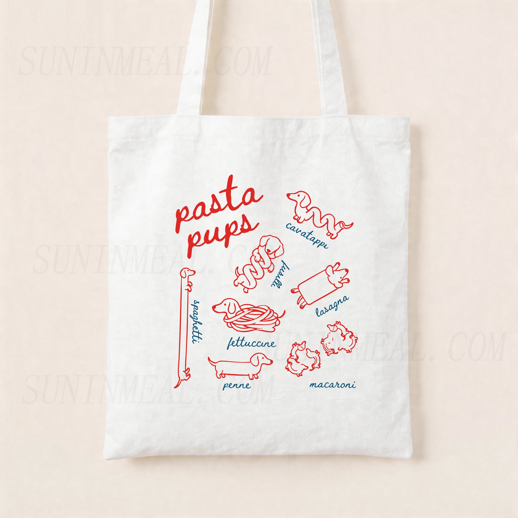 Pasta Pups Canvas Tote Bag