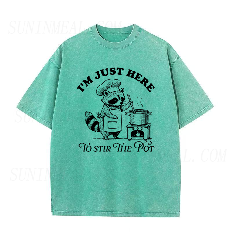 Im Just Here To Stir The Pot Raccoon Chef Unisex Tee