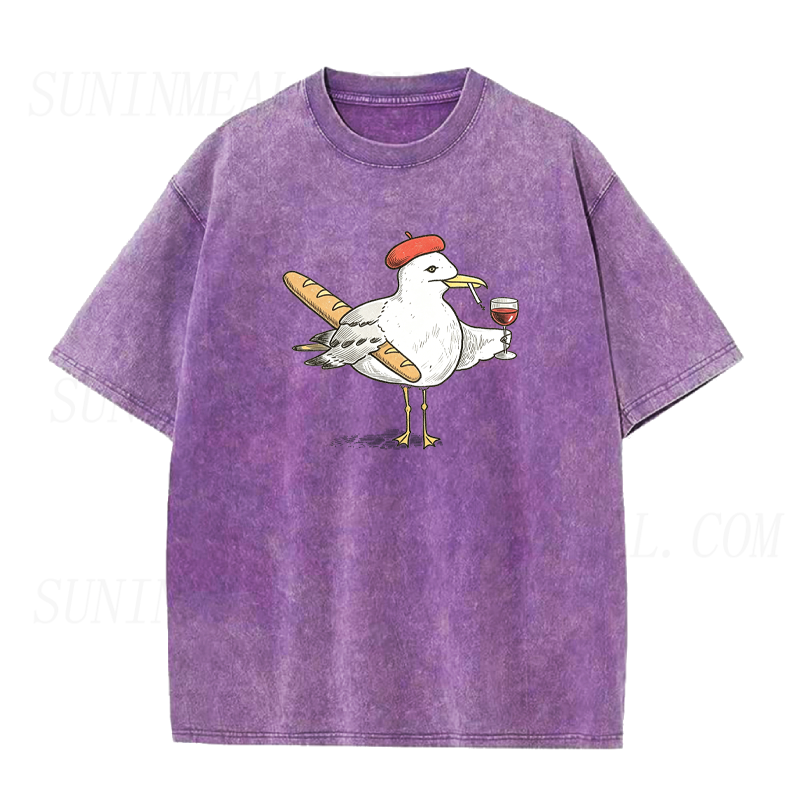 Baguette and Wine Seagull Unisex Tee