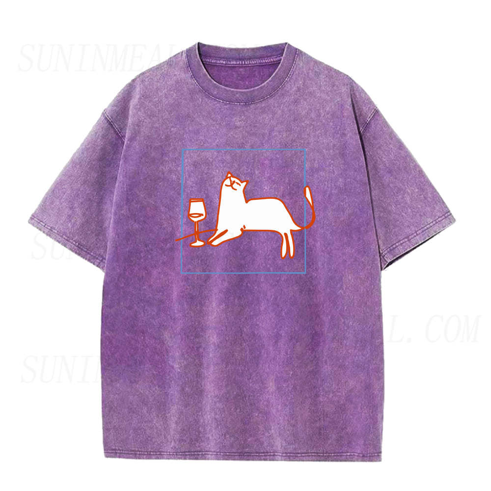 orange cat with wine unisex Tee