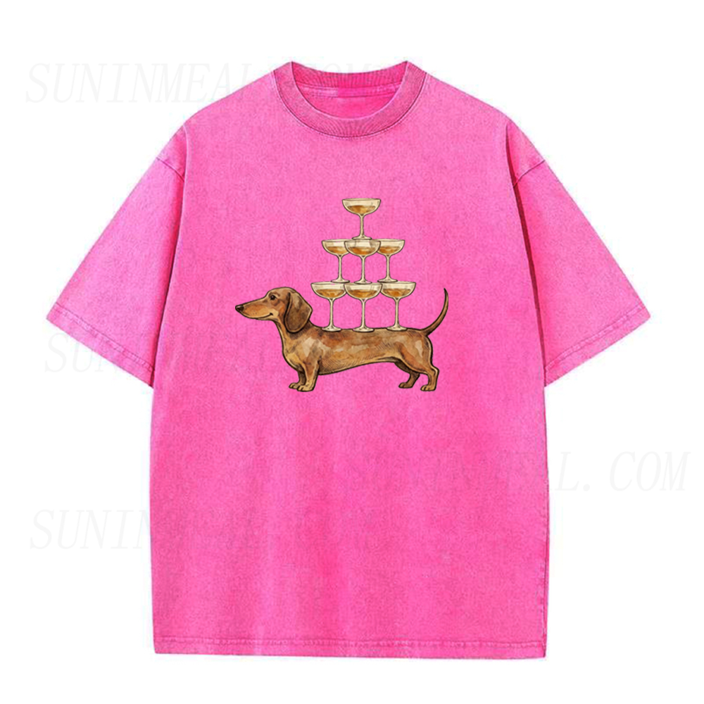 Dachshund & Champagne Tower Unisex Tee