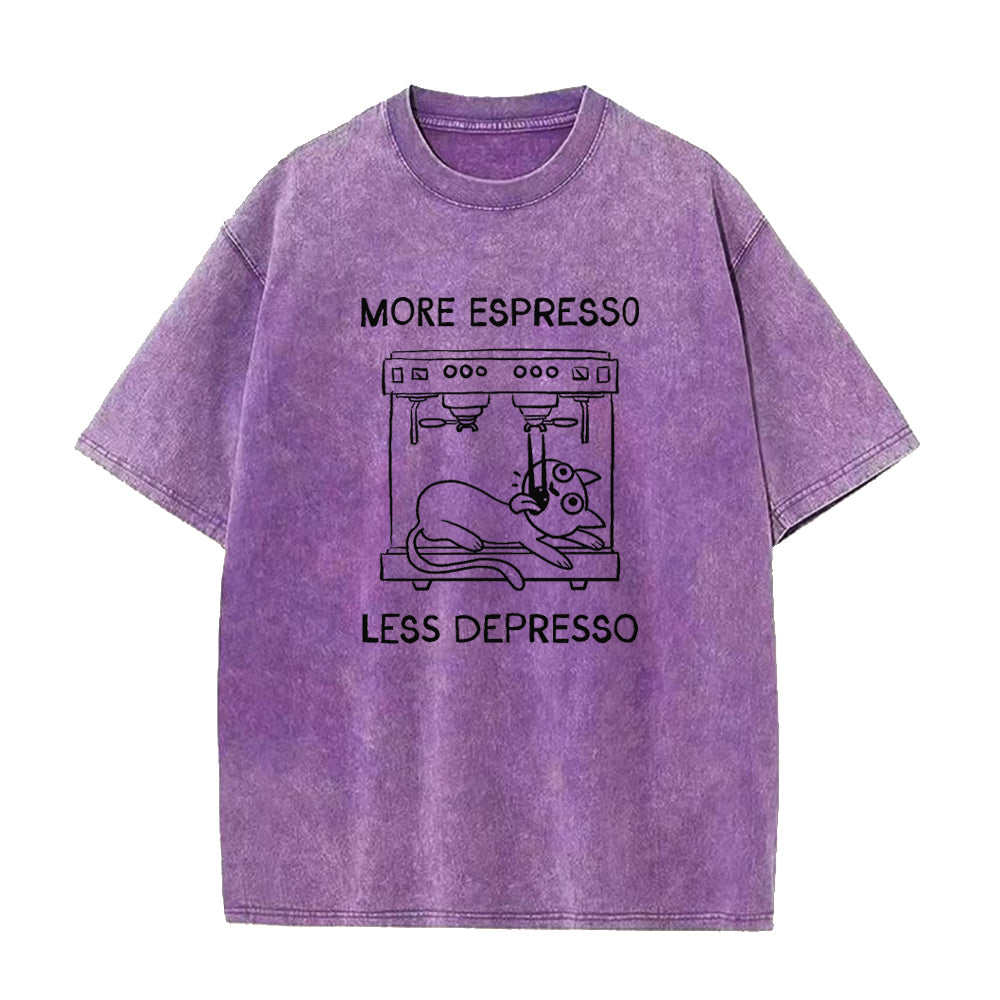 More Espresso Less Depresso cat coffee Unisex Tee