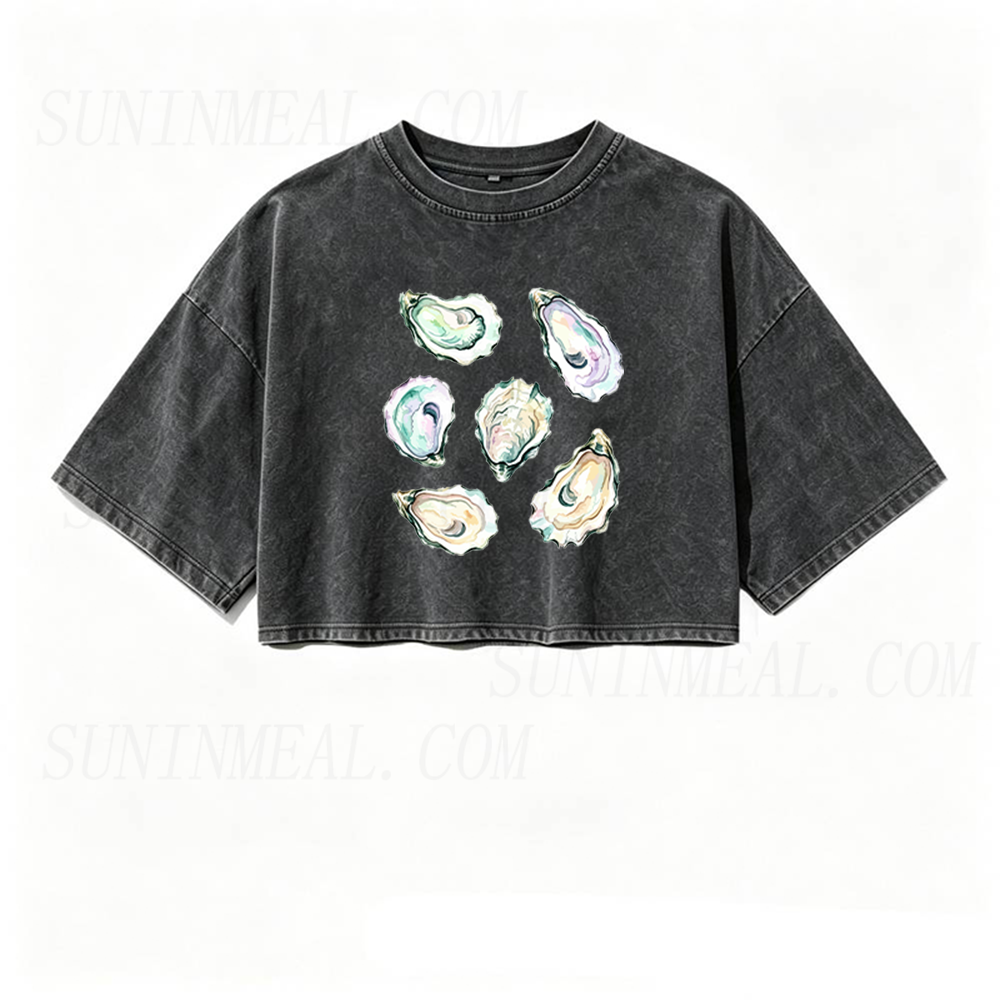 Oyster Shell Oversized Crop Tee