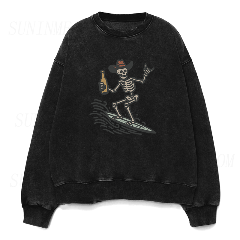 Vintage Surfer Skeleton Unisex Crewneck Sweatshirt