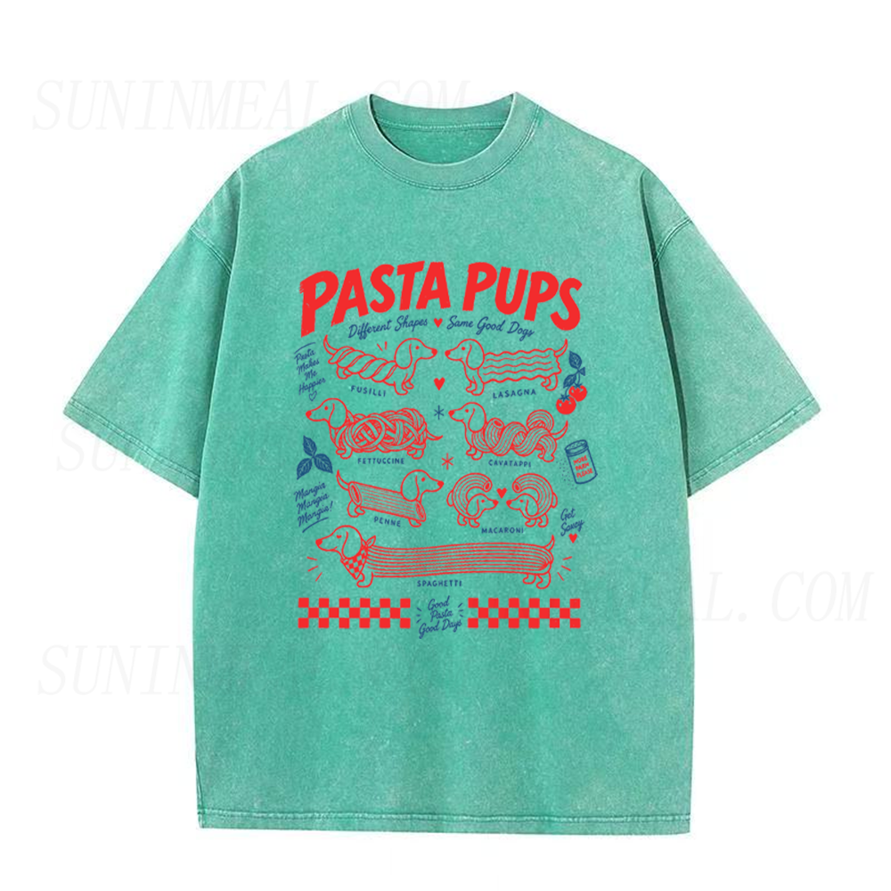 Pasta Pups Cute Dachshund Graphic Unisex Tee