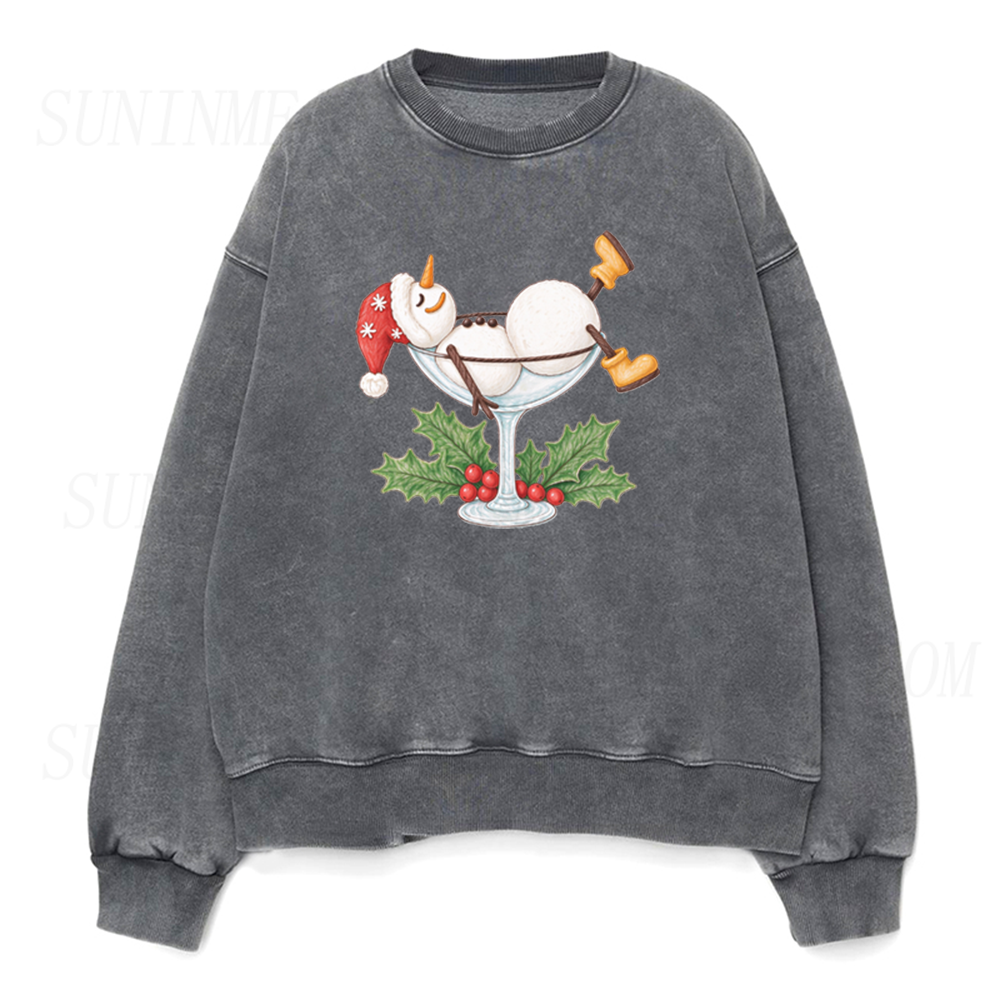 Christmas Snowman Martini Holiday Unisex Crewneck Sweatshirt