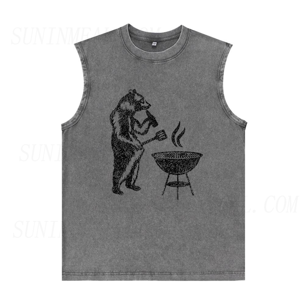 Wild Grizzly Bear BBQ Unisex Tank Top
